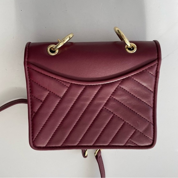 Tory Burch Alexa Quilted Mini Imperial Garnet Leather Shoulder Bag chain strap - Picture 5 of 10